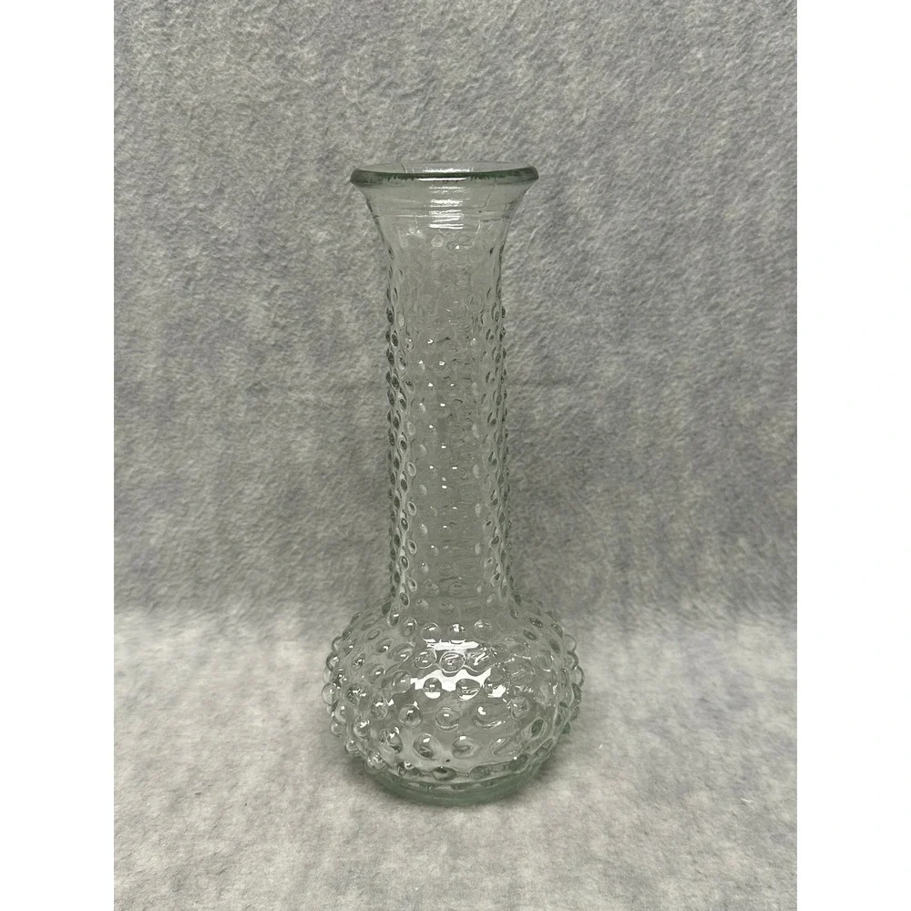 Bud Vase‎ Clear Hobnail Textured Glass Vintage Style 8 Inch